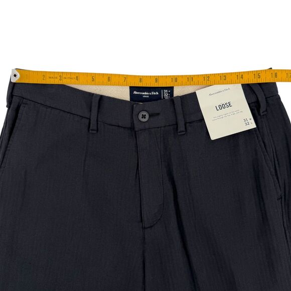 NWT Abercrombie & Fitch Men's Loose Linen-Blend Permacrease Trouser Black 31x32 - Picture 12 of 14